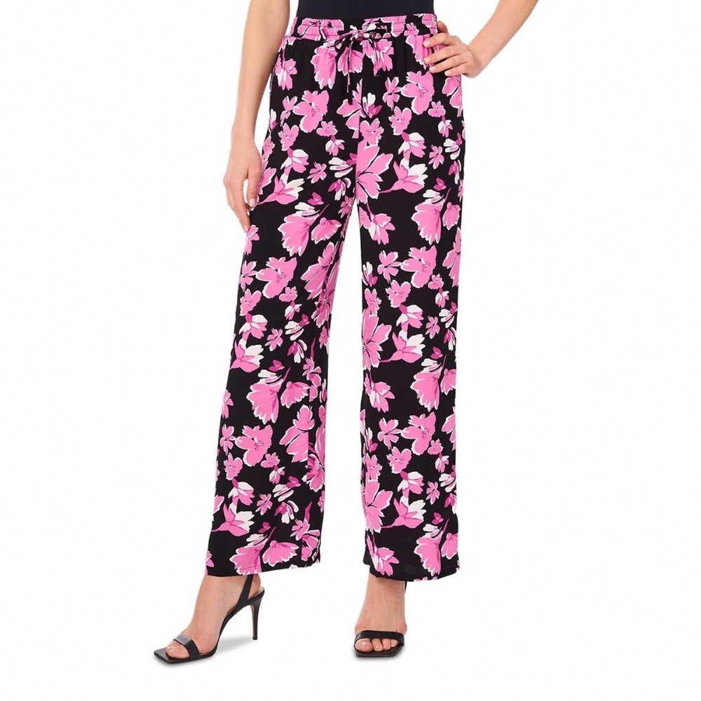 Vince Camuto Womens XL Violet Blush Floral Elastic‎ Wide Leg Pants New With Tags